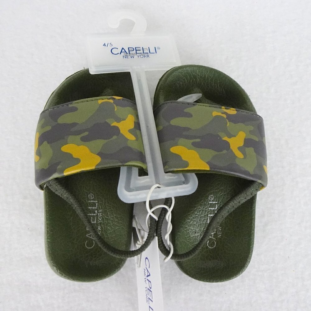 Capelli Camo Shoe Slides Sandals Slip On Green Size 4 -5 Boys Strap Pool Beach